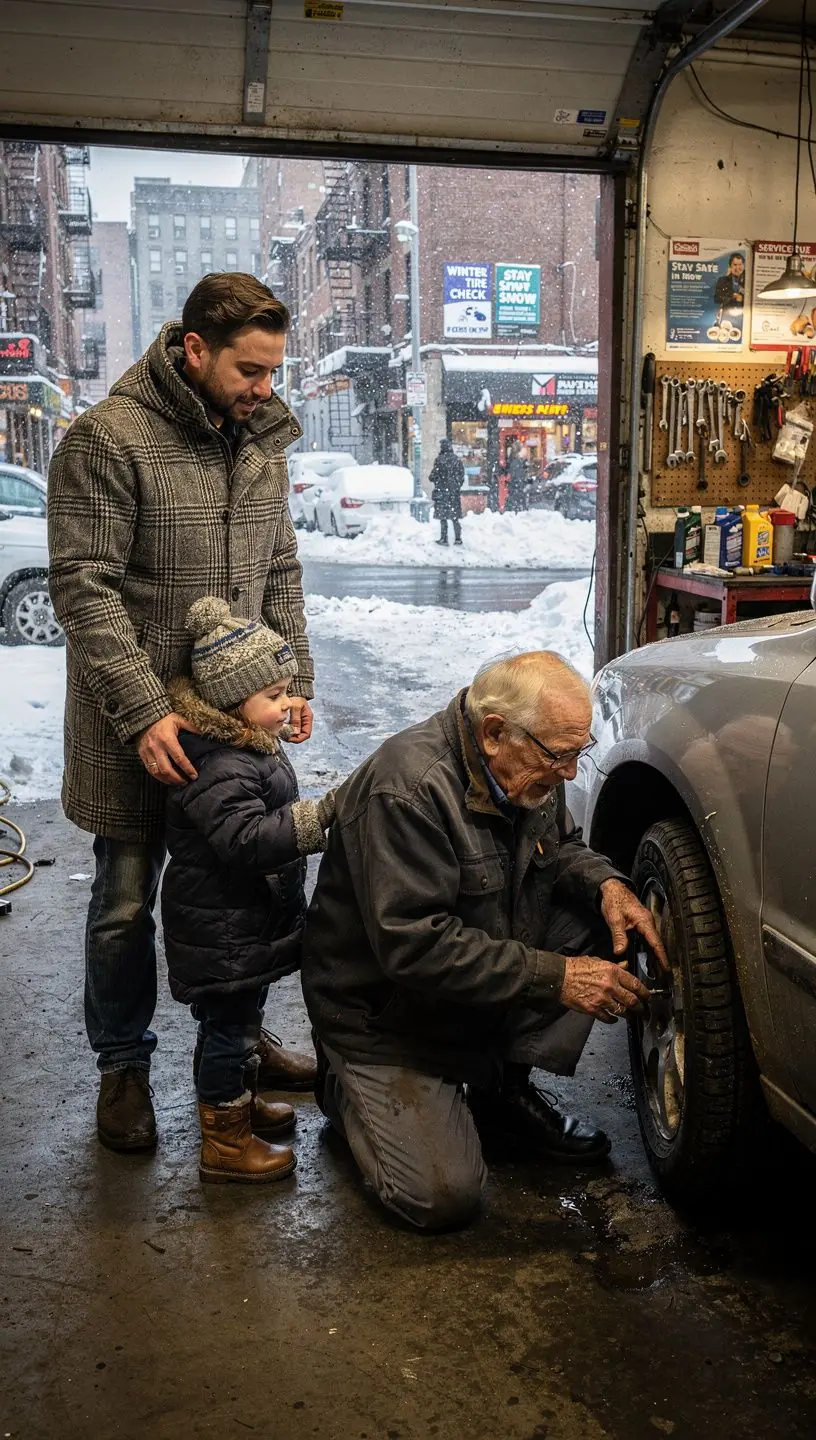 Tire tread close-up emphasizing winter safety and corrosion prevention guidance from auto experts.